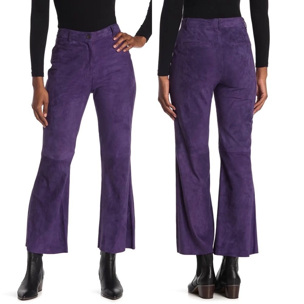 NILI LOTAN Vianna Leather High Waist Flare Pants